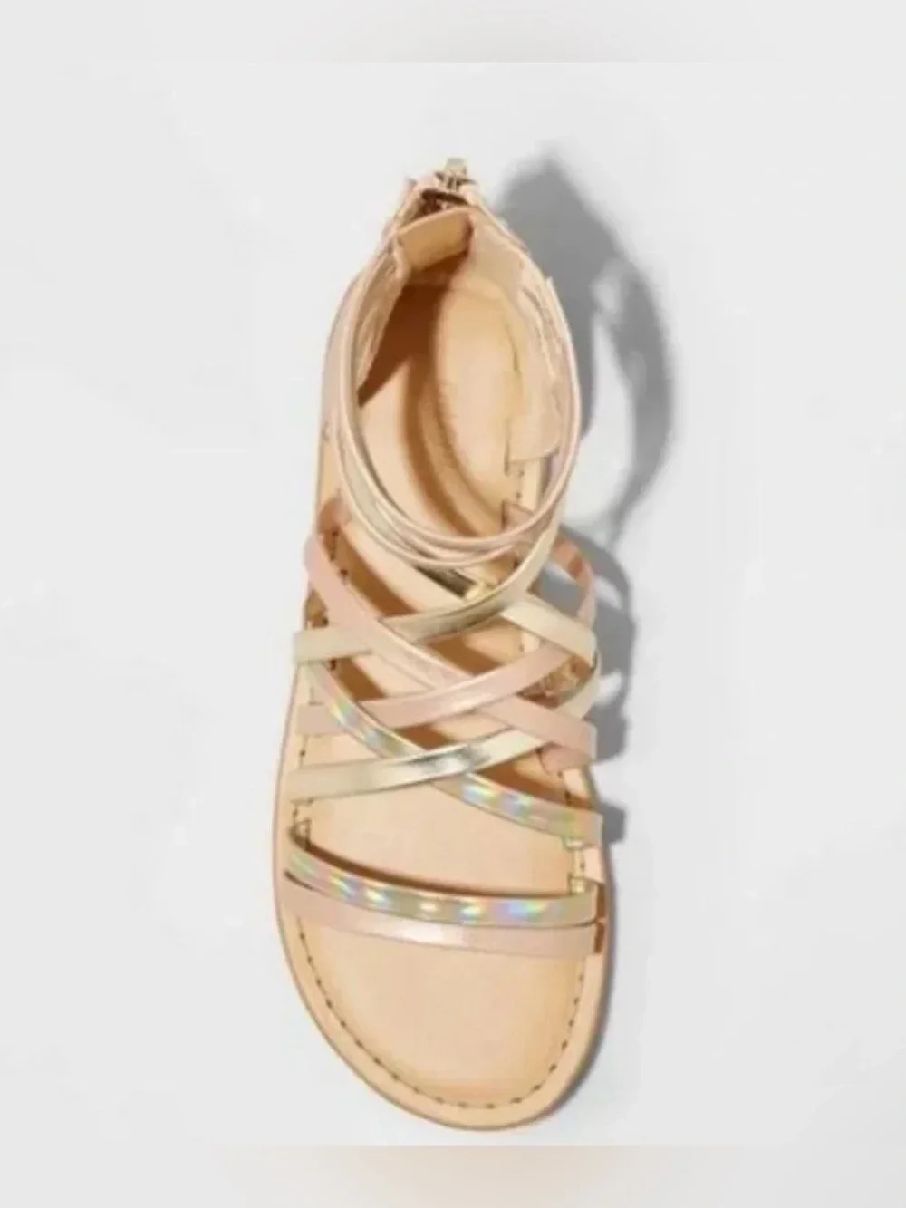 Cat & Jack Girls' Blush Pink and Iridescent Strappy Sandals